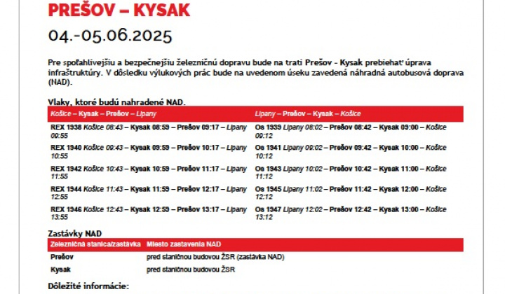 1. fotografia fotogalérie Aktuality / Výluky v železničnej doprave – 4.6.2025 a 5.6.2025 - foto