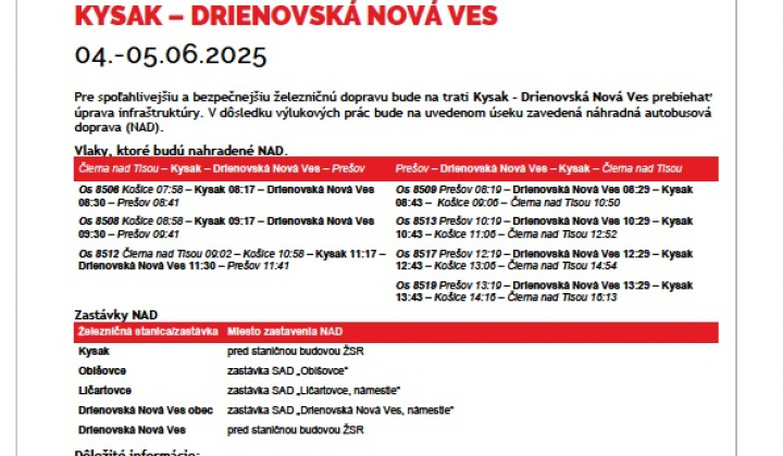 2. fotografia fotogalérie Aktuality / Výluky v železničnej doprave – 4.6.2025 a 5.6.2025 - foto