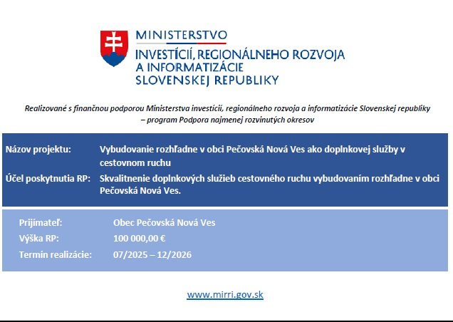 Vybudovanie rozhľadne v obci Pečovská Nová Ves ako doplnkovej služby v cestovnom ruchu