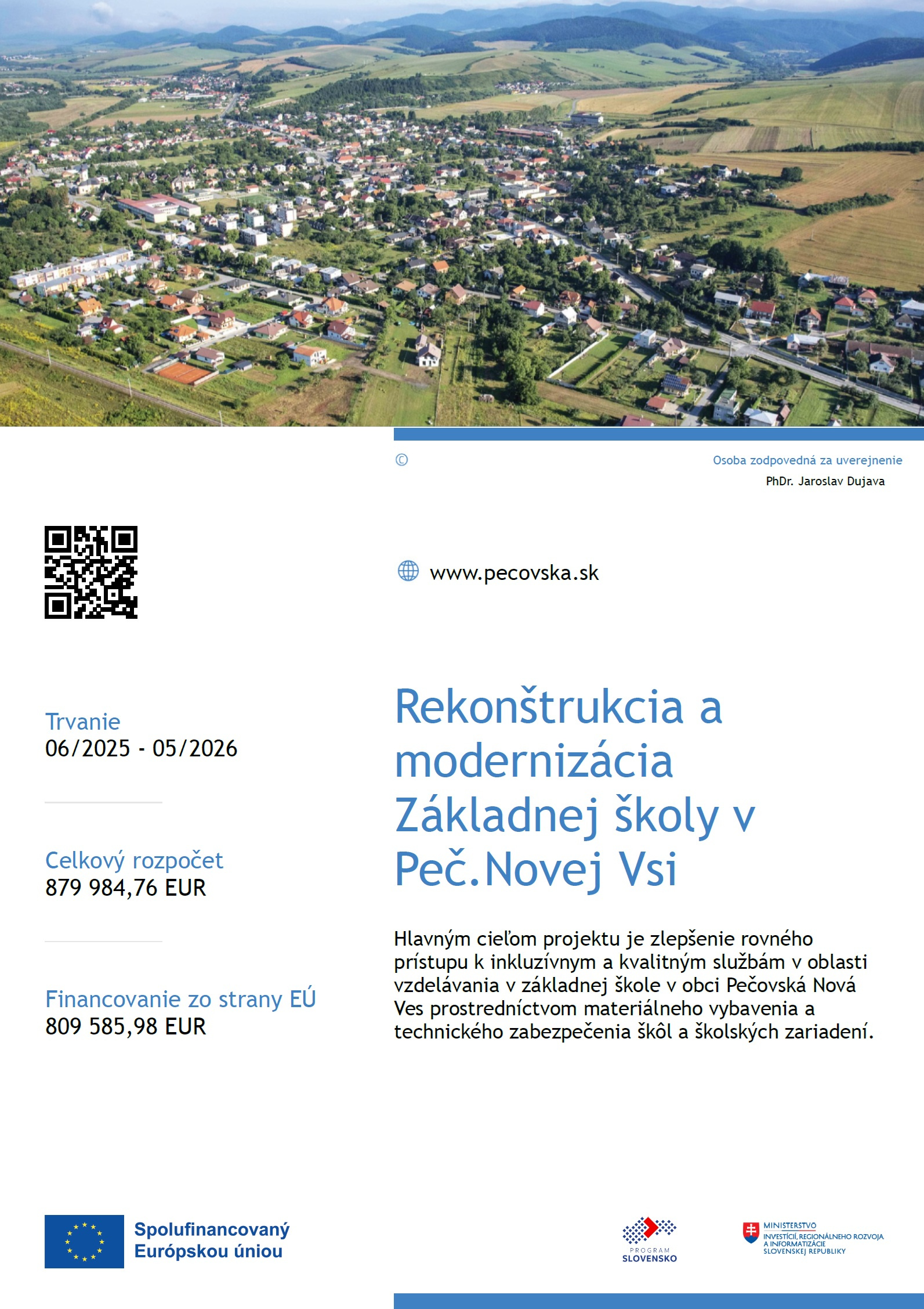Rekonštrukcia a modernizácia Základnej školy v Pečovskej Novej Vsi