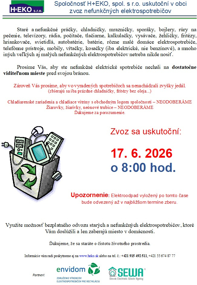 Zber elektroodpadu 17.06.2026