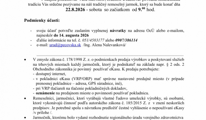 Fotka - Pečovskonovoveský jarmok 2026