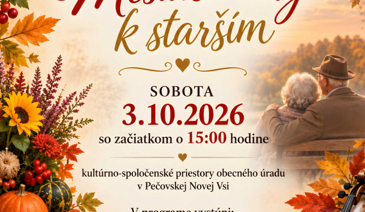 Fotka - Pozývame všetkých seniorov dňa 3.10.2026 o 15.00 hod. do kultúrnospoločenských priestorov obecného úradu pri príležitosti Mesiaca úcty k starším