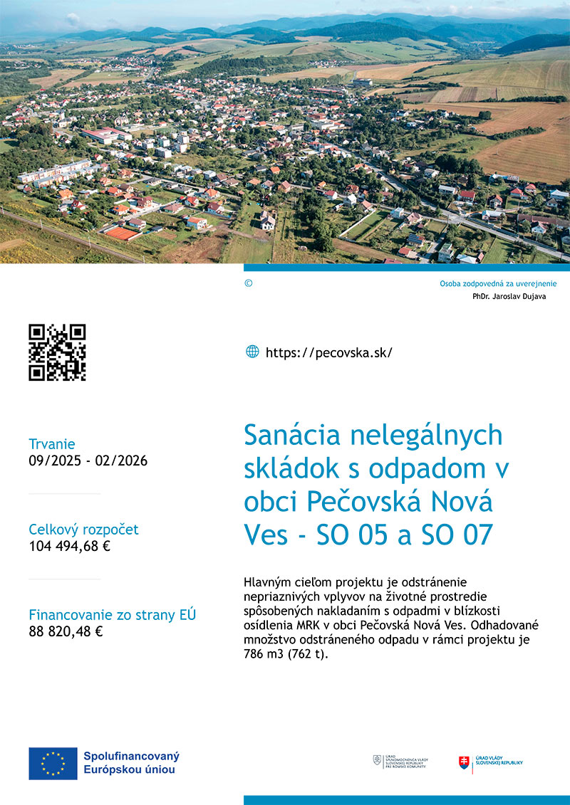 Fotka - Sanácia nelegálnych skládok s odpadom v obci Pečovská Nová Ves - SO 05 a SO 07
