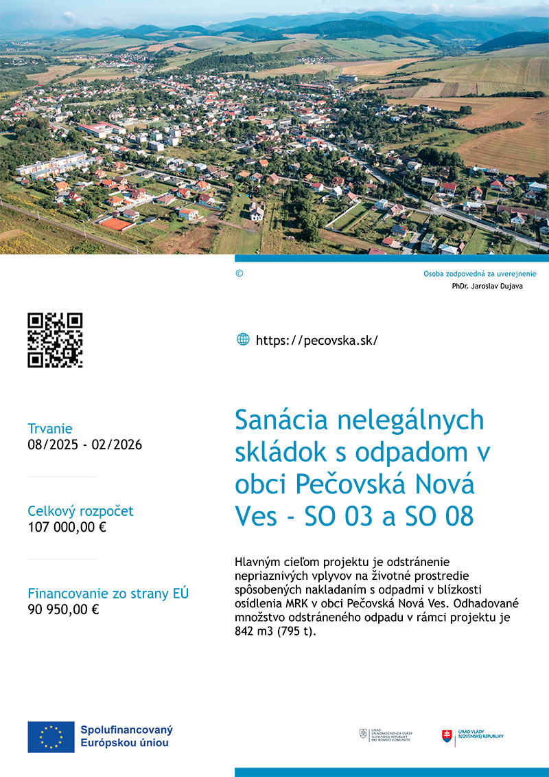 Fotka - Sanácia nelegálnych skládok s odpadom v obci Pečovská Nová Ves - SO 03 a SO 08