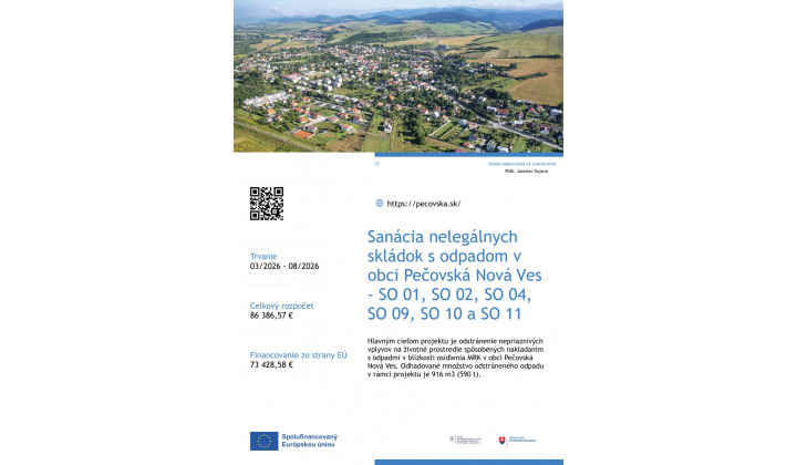 Fotka - Sanácia nelegálnych skládok s odpadom v obci Pečovská Nová Ves - SO 01, SO 02, SO 04, SO 09, SO 10 a SO 11