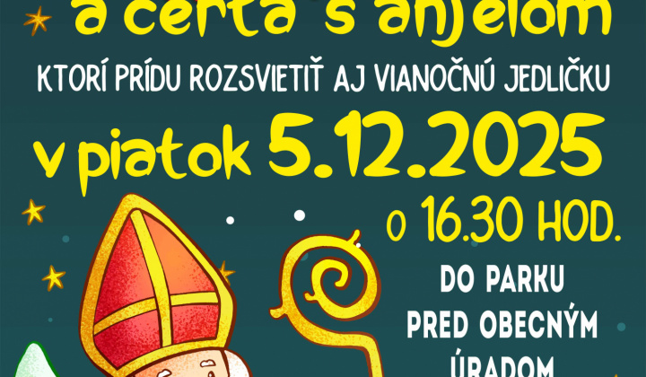 Fotka - Mikuláš v parku pred obecným úradom 5.12.2025 o 16.30 hod.