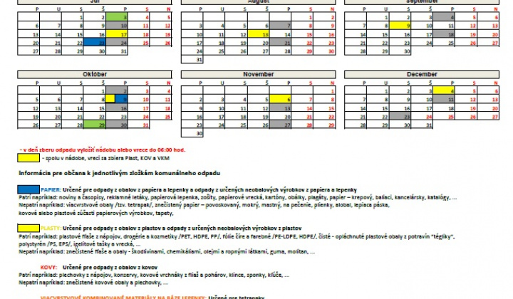 Fotka - Kalendár zberu odpadov na rok 2026