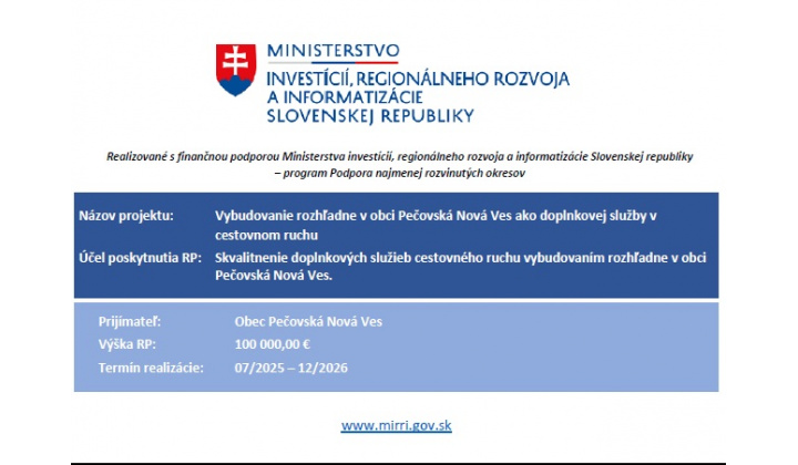 Fotka - Vybudovanie rozhľadne v obci Pečovská Nová Ves ako doplnkovej služby v cestovnom ruchu