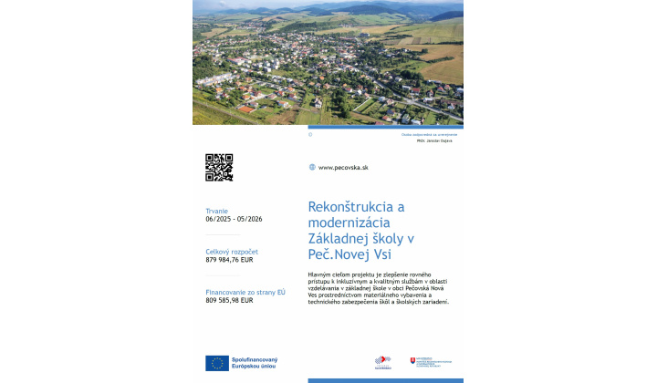 Fotka - Rekonštrukcia a modernizácia Základnej školy v Pečovskej Novej Vsi
